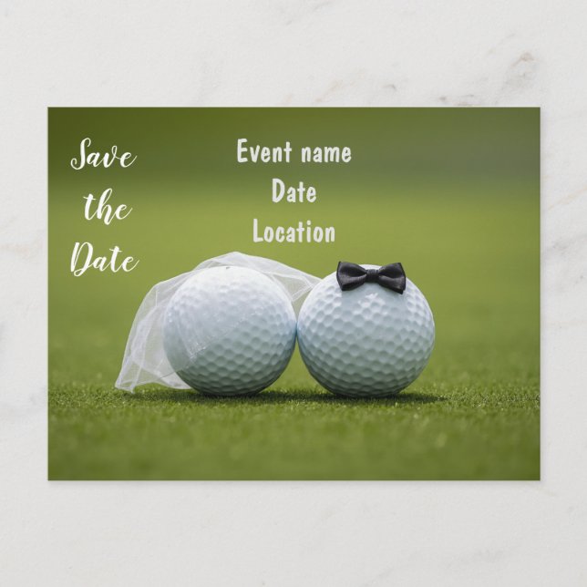 Carte Postale Golf Save the Date avec balles de golf sur mariage (Devant)