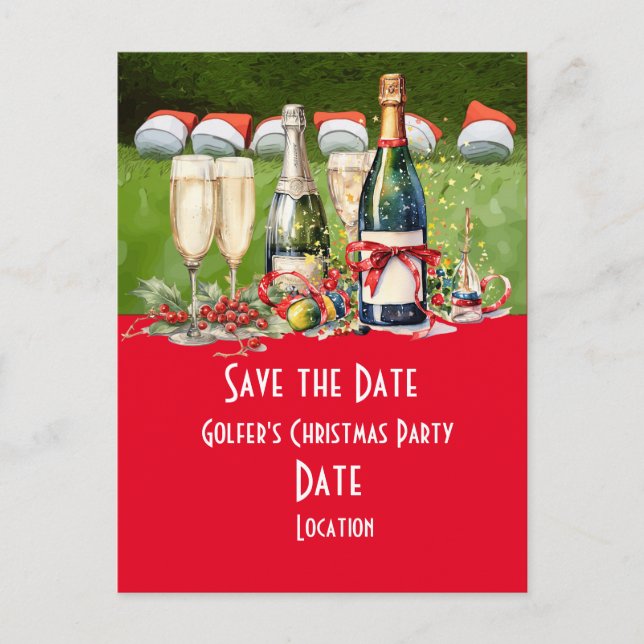 Carte Postale Golf Save the Date Christmas Party Golf ball Père  (Devant)