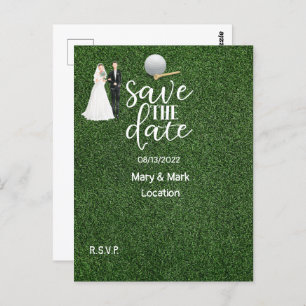 Carte Postale Golf Save the Date Faire-part de mariage Golfer