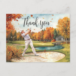 Carte Postale Golf sur le terrain de golf Automne Thanksgiving