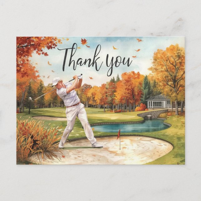 Carte Postale Golf sur le terrain de golf Automne Thanksgiving (Devant)