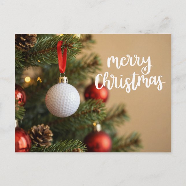 Carte Postale Golf sur le thème de Noël sur le vert pour golfeur (Devant)
