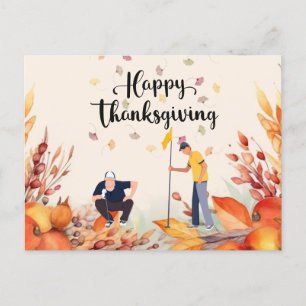 Carte Postale Golf Thanksgiving Accueil d'automne pour Golfer