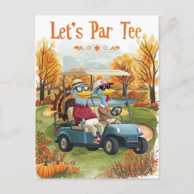 Carte Postale Golf Thanksgiving Party Autumn Golf Course (Devant)