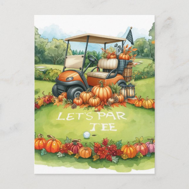 Carte Postale Golf Thanksgiving thème pour golfeur (Devant)