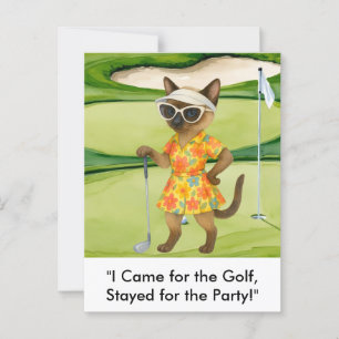 Carte Postale Golfer met du vert pour les Amoureux de les chats 