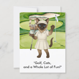 Carte Postale Golfer met du vert pour les Amoureux de les chats 
