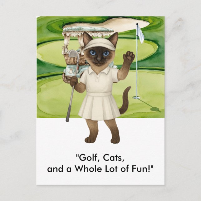 Carte Postale Golfer met du vert pour les Amoureux de les chats  (Devant)