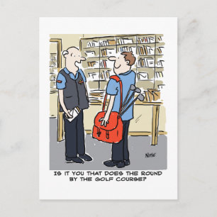 Carte Postale Golfer Postman aime le dessin sur le golf