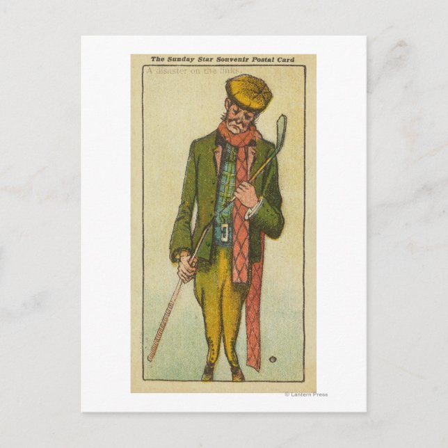 Carte Postale Golfer qui a eu une catastrophe sur les liens (Devant)