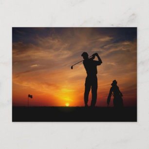 Carte postale Golfer Sunset