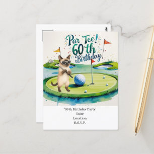 Carte Postale Golfeur 60 ans avec balle de golf sur tee