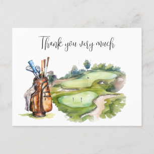 Carte Postale Golfeur en terrain de golf aquarelle pour golfeur