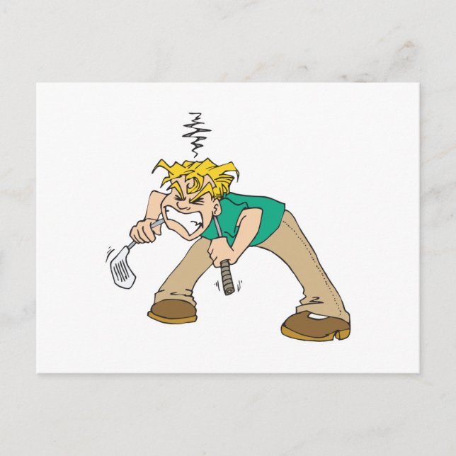 Carte Postale golfeur frustré amusant (Devant)