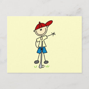 Carte Postale Golfeur masculin en bonhomme allumette