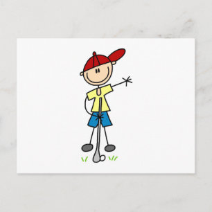 Carte Postale Golfeur masculin en bonhomme allumette