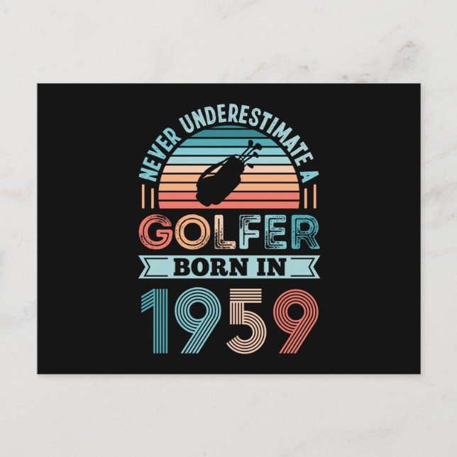 Carte Postale Golfeur né en 1959 Cadeau d'anniversaire 70 ans Pa (Devant)
