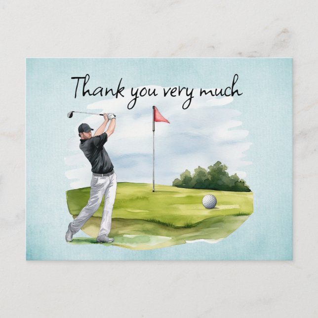 Carte Postale Golfeur sur le terrain de golf (Devant)