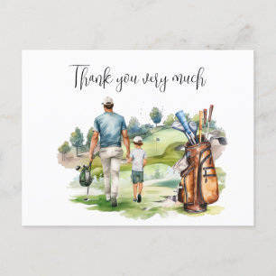 Carte Postale Golfeur sur parcours de golf aquarelle pour Papa