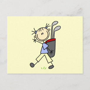Carte Postale Golfeuse avec sac et clubs