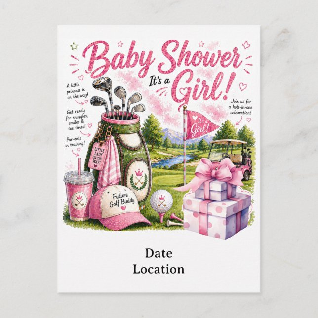 Carte Postale Golfeuse Bébé Fille Joueuse de Golf (Devant)