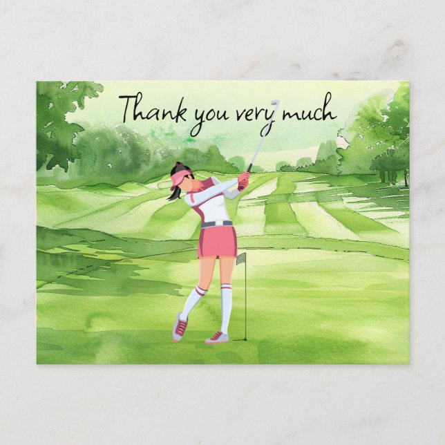 Carte Postale Golfeuse sur terrain de golf aquarelle (Devant)