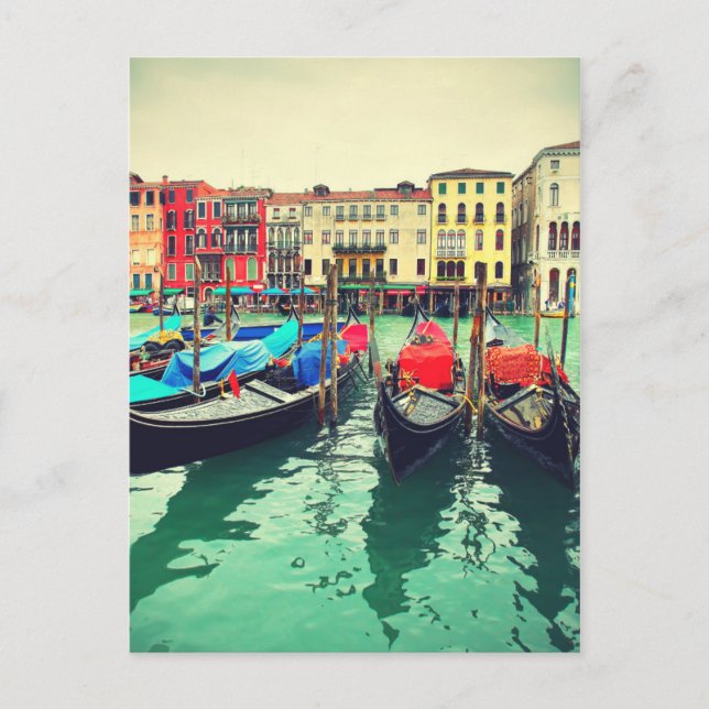 Carte Postale Gondolas Sur Grand Canal, Venise, Italie. Retro (Devant)