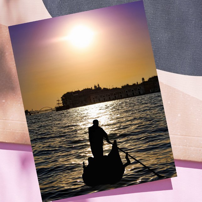 Carte Postale Gondole romantique à Venise au coucher du soleil (Créateur téléchargé)