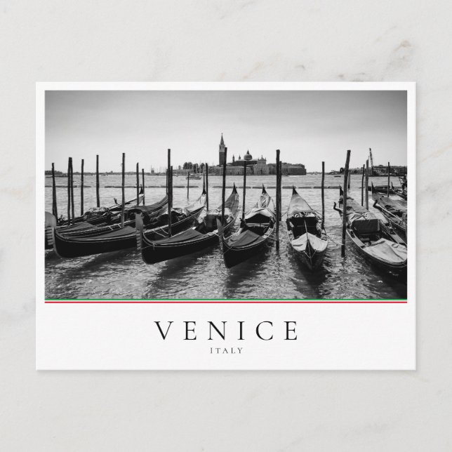 Carte Postale Gondoles à Venise en noir et blanc (Devant)