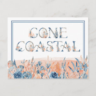 Carte Postale Gone Coastal Blue Coral Watercolor Je me suis inst