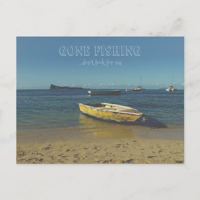 Carte Postale Gone Fishing - ne me cherchez pas (personnalisable (Devant)