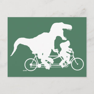 Carte Postale Gone Squatchin vélo avec T-rex