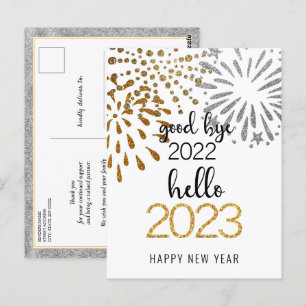 Carte Postale Good Bye 2022 Hello 2023 Festive d'affaires Firewo