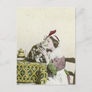 Carte Postale Good Kitty Tea Time Vintage Victorian Tea Party