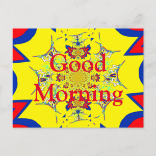 Carte Postale Good Morning Colorful Bright floral damask