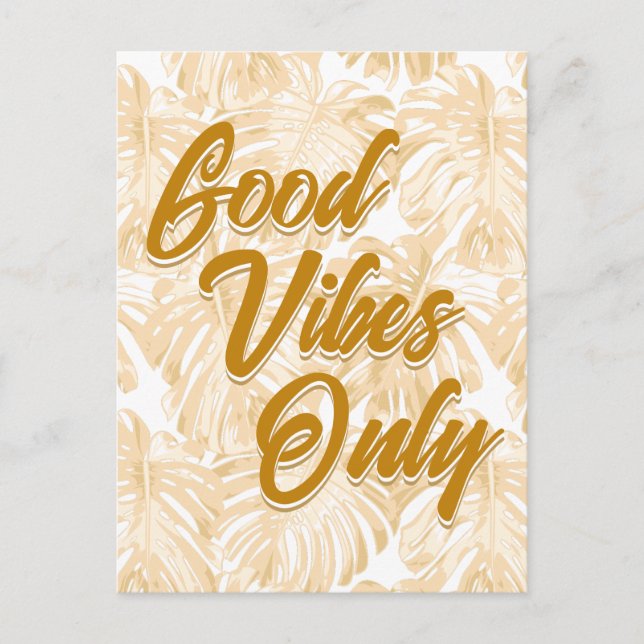 Carte Postale Good Vibes Uniquement Feuilles de Monstère Jaune T (Devant)