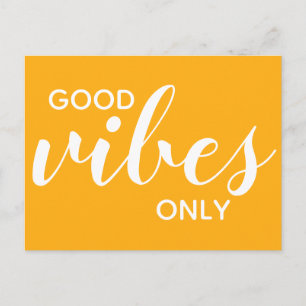 Carte Postale Good Vibes uniquement Positivité Affirmation Jaune