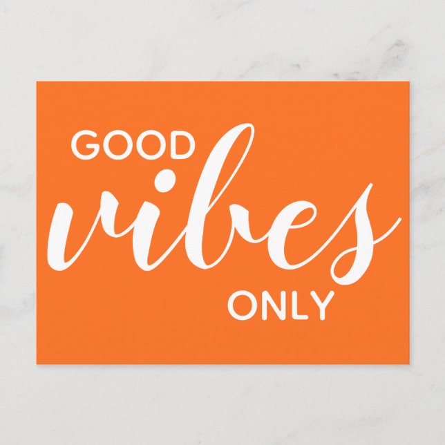 Carte Postale Good Vibes uniquement Positivity Affirmation Orang (Devant)
