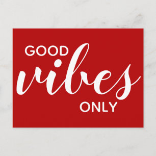 Carte Postale Good Vibes uniquement Positivity Affirmation Rouge