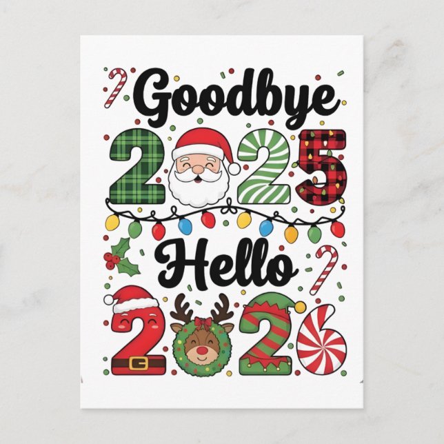 Carte Postale Goodbye 2025 Hello 2026 New Year Resolution   (Devant)