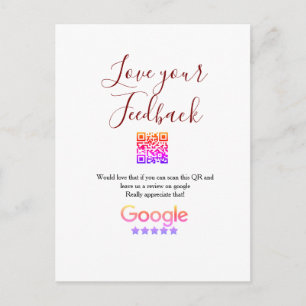 Carte Postale Google avis logo entreprise Scan QR avis