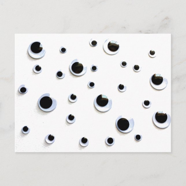 Carte Postale Googly Eyes noir et blanc Silly Humour amusant (Devant)