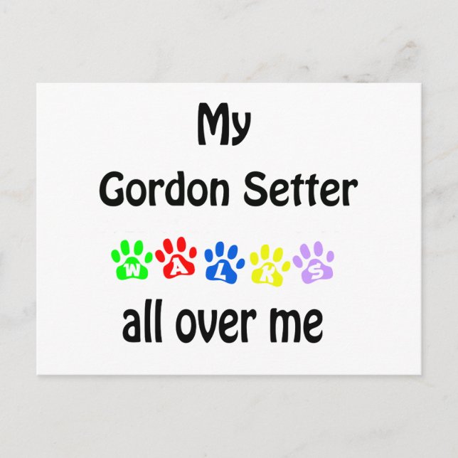 Carte Postale Gordon Setter Walks Design (Devant)