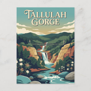 Carte Postale Gorge de Tallulah Géorgie Affiche Vintage Cascade
