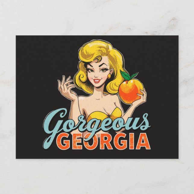 Carte Postale Gorgeous Georgia Peach - Retro Pin-Up Art (Devant)