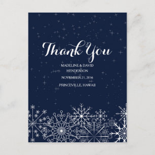 Carte Postale Gorgeous Snowflakes Mariages d'hiver Merci