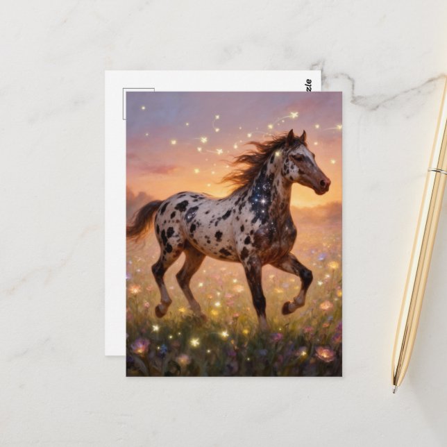 Carte Postale Gorgeous Year of the Horse Appaloosa in Meadow (Devant/Arrière en situation)