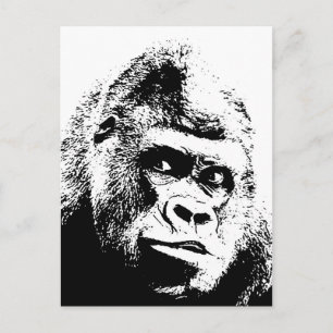 Carte Postale Gorilla Black White Pop Art