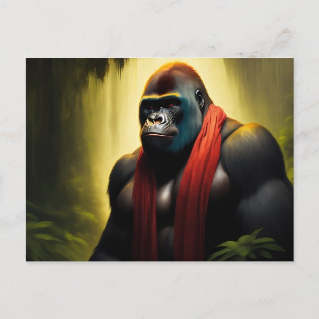Carte Postale Gorille avec foulard dans la jungle (Devant)