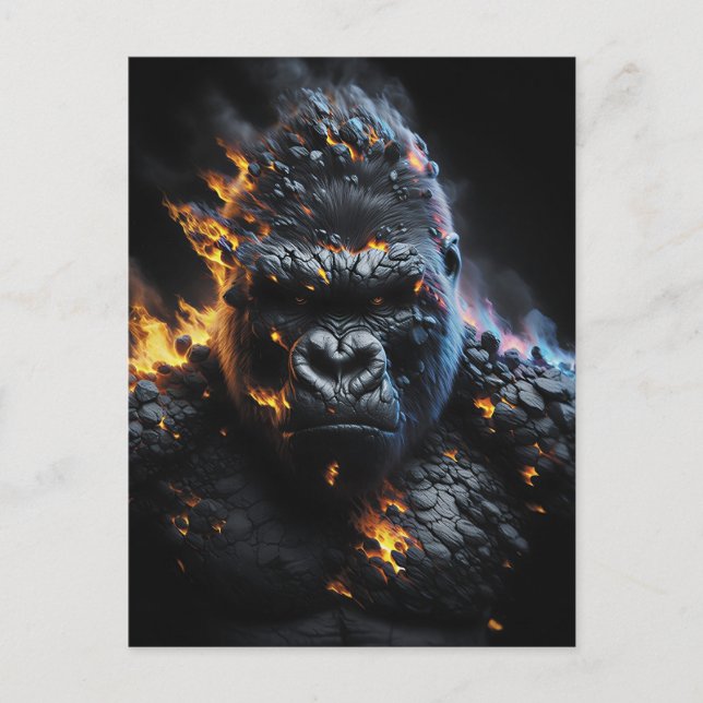 Carte Postale Gorille de l'Enfer – Créature de lave ardente Art  (Devant)